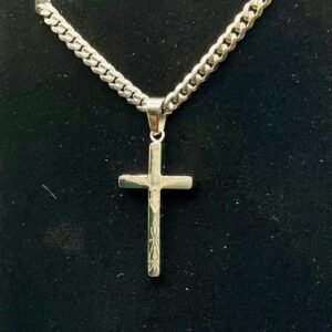 925 Sterling Silver Biker Cross Necklace custom engraved memorial piece by The Steel Canvas SKU MEM-01