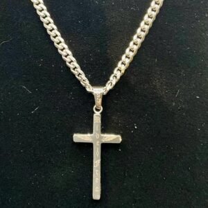 925 Sterling Silver Biker Cross Necklace custom engraved memorial piece by The Steel Canvas SKU MEM-01