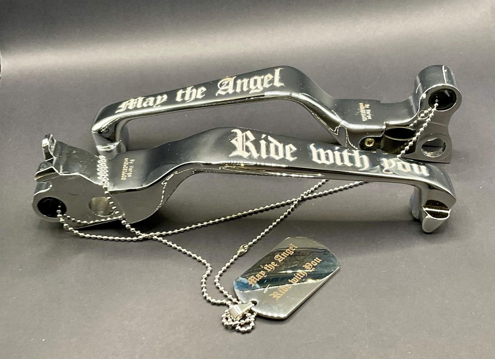 Custom Engraved Harley Hand Controls | Skull & Angel Wings - Image 5