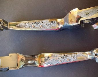 Custom Engraved Harley Hand Controls | Skull & Angel Wings - Image 9