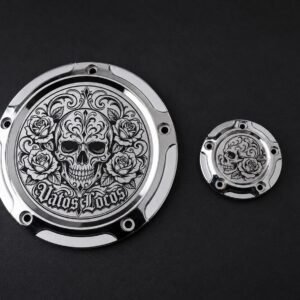 Custom, Chicano, Vicla, Engraved Harley, Derby Cover, Point Cover, custom engraved motorcycle accessory by The Steel Canvas SKU HD-DERB-02