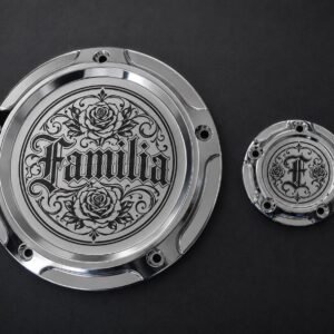 Custom, Chicano, Vicla, Engraved Harley, Derby Cover, Point Cover, custom engraved motorcycle accessory by The Steel Canvas SKU HD-DERB-02