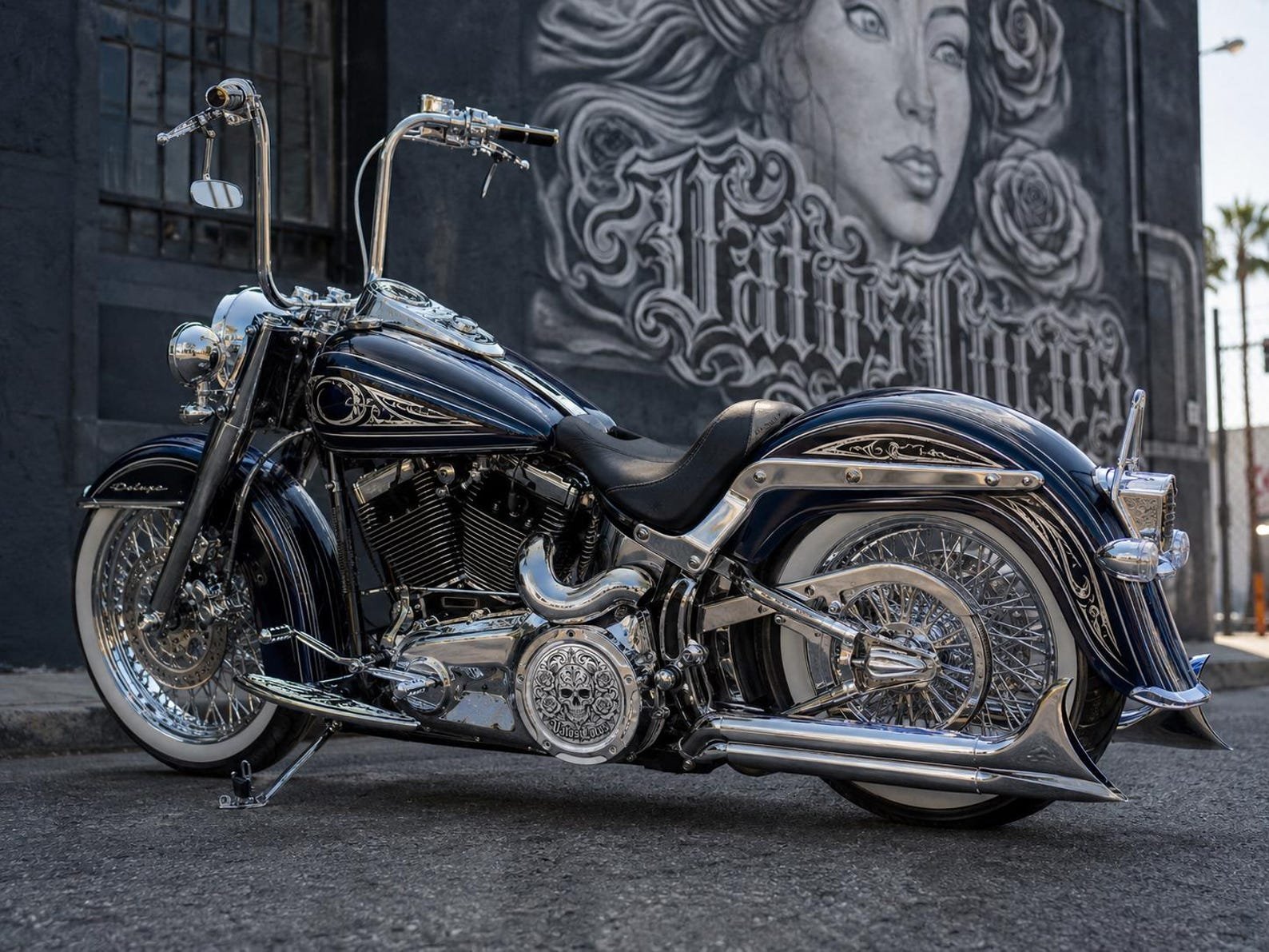 Custom, Chicano, Vicla, Engraved Harley, Derby Cover, Point Cover, custom engraved motorcycle accessory by The Steel Canvas SKU HD-DERB-02