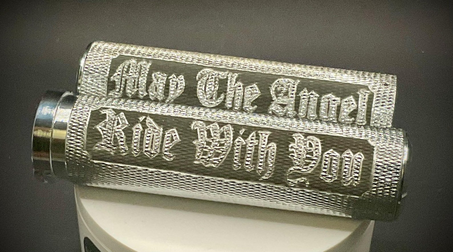 Custom Harley Grips | Hand Engraved Motorcycle Grips custom engraved motorcycle accessory by The Steel Canvas SKU HD-GRIP-01