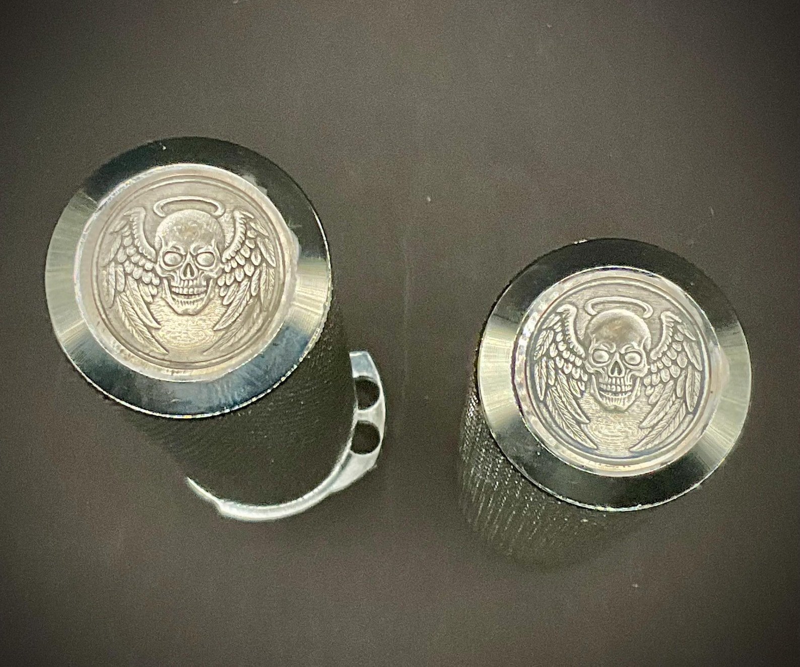 Custom Harley Grips | Hand Engraved Motorcycle Grips custom engraved motorcycle accessory by The Steel Canvas SKU HD-GRIP-01