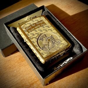 Engraved Zippo Armor Lighter - Biker’s Prayer custom engraved motorcycle accessory shown in product photos by The Steel Canvas SKU ZIP-HD-02