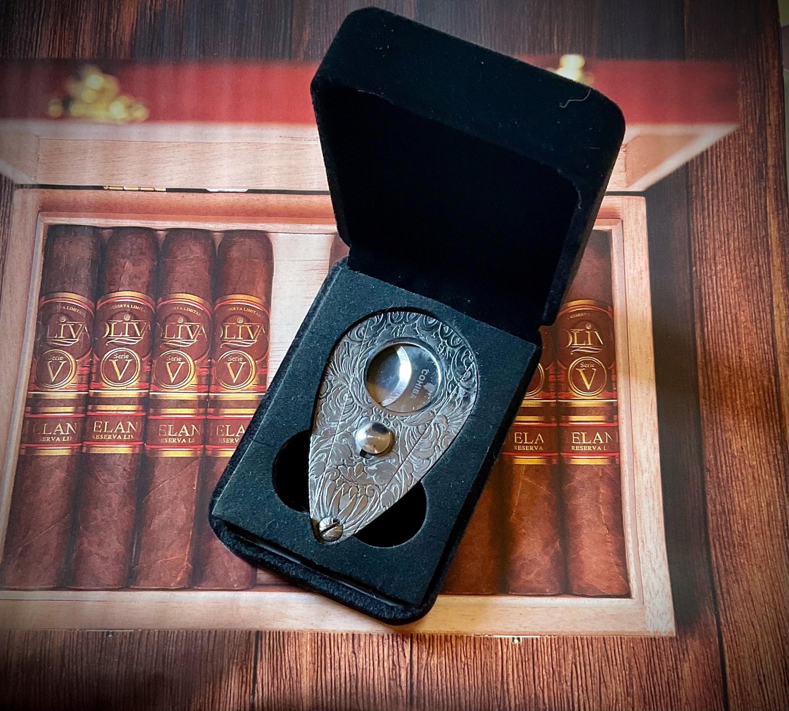Executioner” – Hand-Engraved Guillotine Cigar Cutter in Steel | Limited Edition SN | Velvet COHIBA Case Included custom engraved custom lighter shown in product photos by The Steel Canvas SKU SIGCUT-01