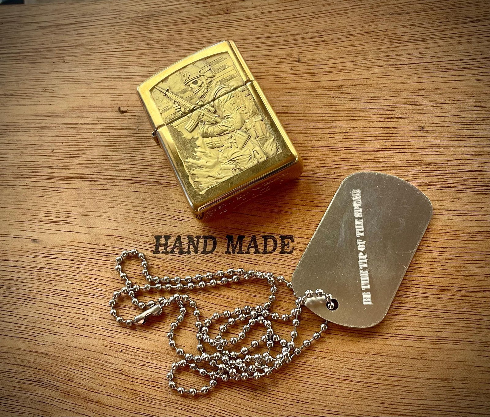 Hand-Engraved Battlefield 6 Zippo and Dog Tag Set custom engraved motorcycle accessory by The Steel Canvas SKU ZIP-BF2-01