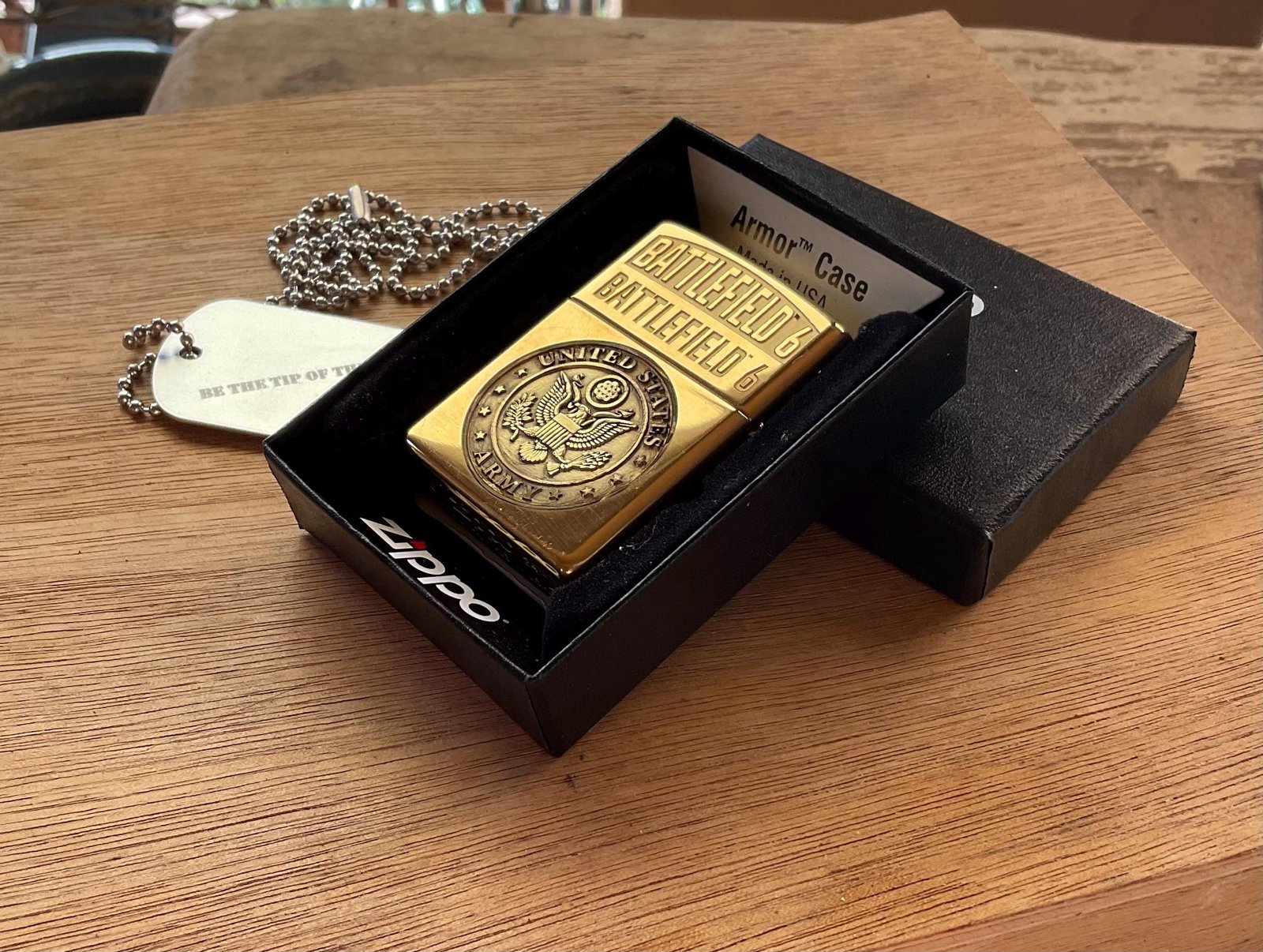 Hand-Engraved Battlefield 6 Zippo and Dog Tag Set custom engraved motorcycle accessory by The Steel Canvas SKU ZIP-BF2-01