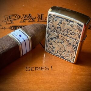 Hand Engraved Brass Zippo Lighter custom engraved custom lighter by The Steel Canvas SKU ZIP-LEO-01