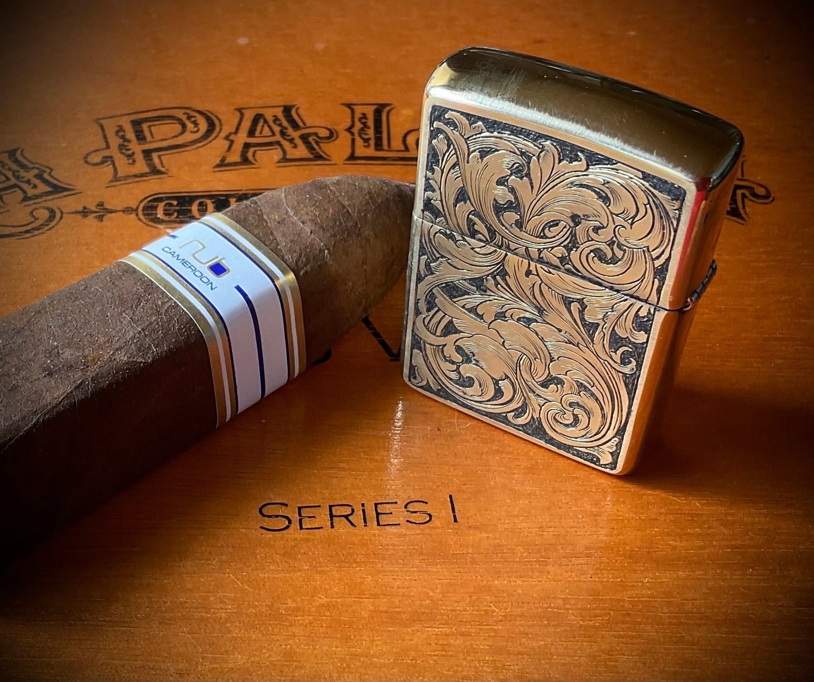 Hand Engraved Brass Zippo Lighter custom engraved custom lighter by The Steel Canvas SKU ZIP-LEO-01