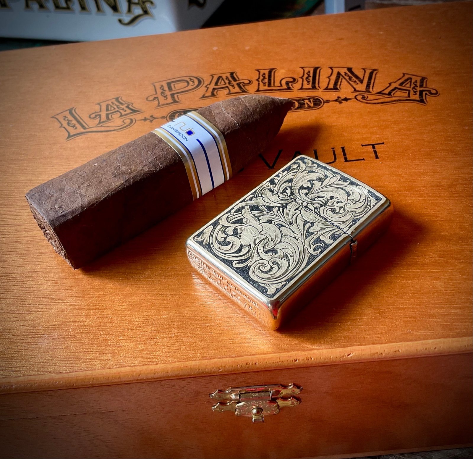 Hand Engraved Brass Zippo Lighter custom engraved custom lighter by The Steel Canvas SKU ZIP-LEO-01