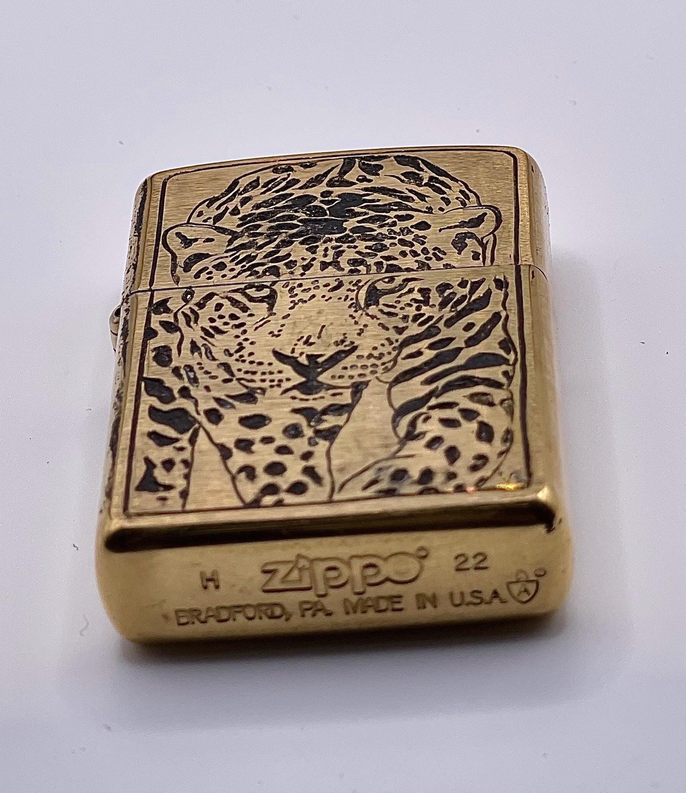 Hand Engraved Brass Zippo Lighter custom engraved custom lighter by The Steel Canvas SKU ZIP-LEO-01