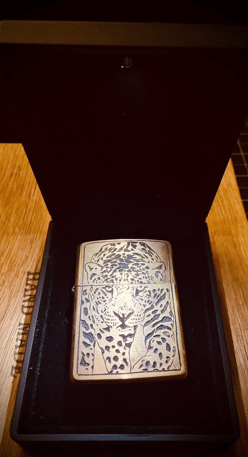 Hand Engraved Brass Zippo Lighter custom engraved custom lighter by The Steel Canvas SKU ZIP-LEO-01
