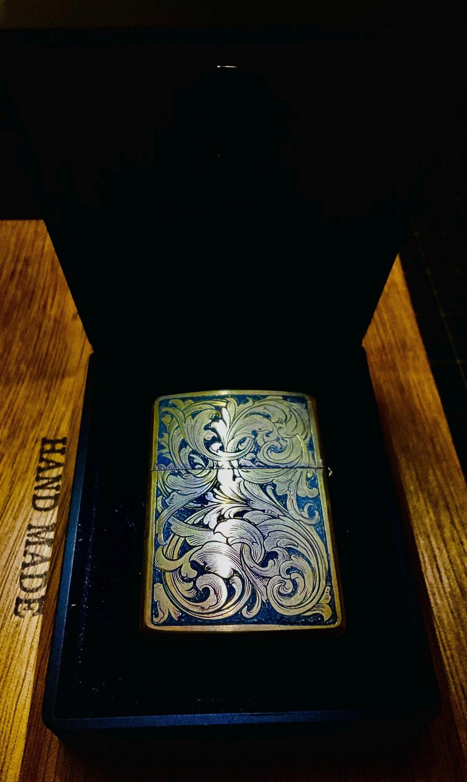 Hand Engraved Brass Zippo Lighter custom engraved custom lighter by The Steel Canvas SKU ZIP-LEO-01