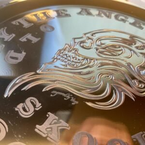 Hand Engraved Chrome Engine Cover Set custom engraved motorcycle accessory by The Steel Canvas SKU HD-DERB-)!