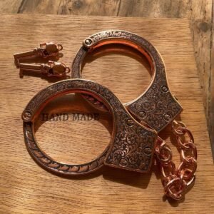 Hand-Engraved "Partners in Crime" Handcuffs custom engraved memorial piece by The Steel Canvas SKU MEM-03