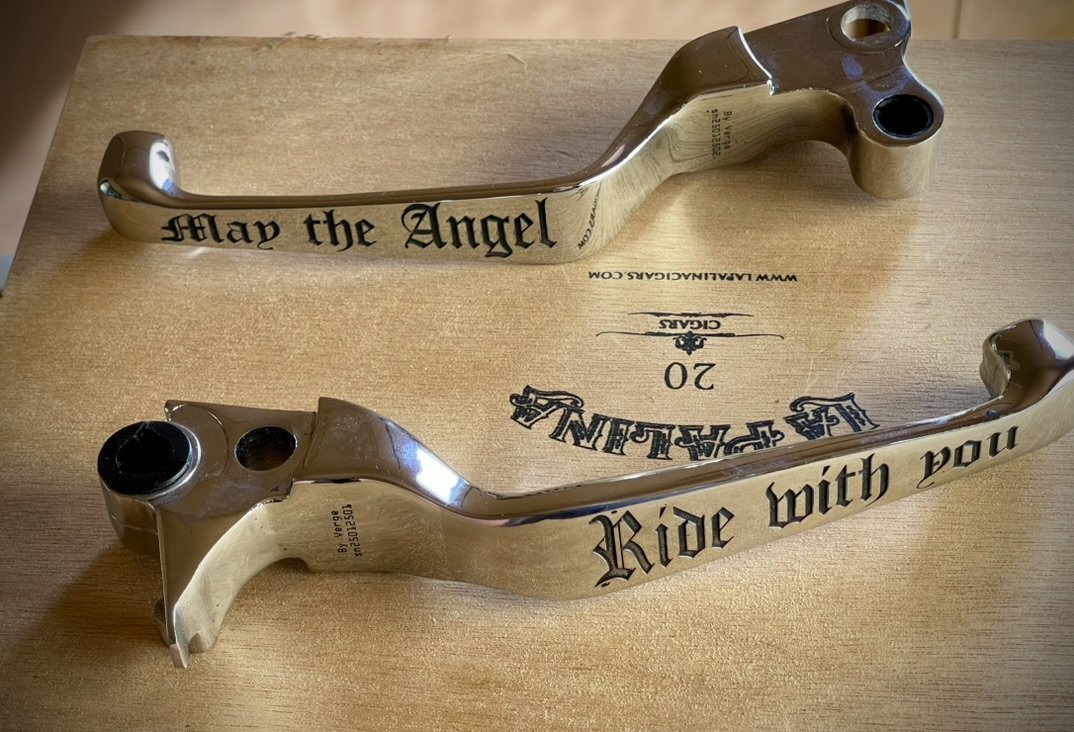 Hand Engraved Harley Skull Levers | Winged Skull - Image 4