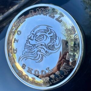 Harley Gas Cap custom engraved motorcycle accessory with product video reference by The Steel Canvas SKU HD-Gas-01