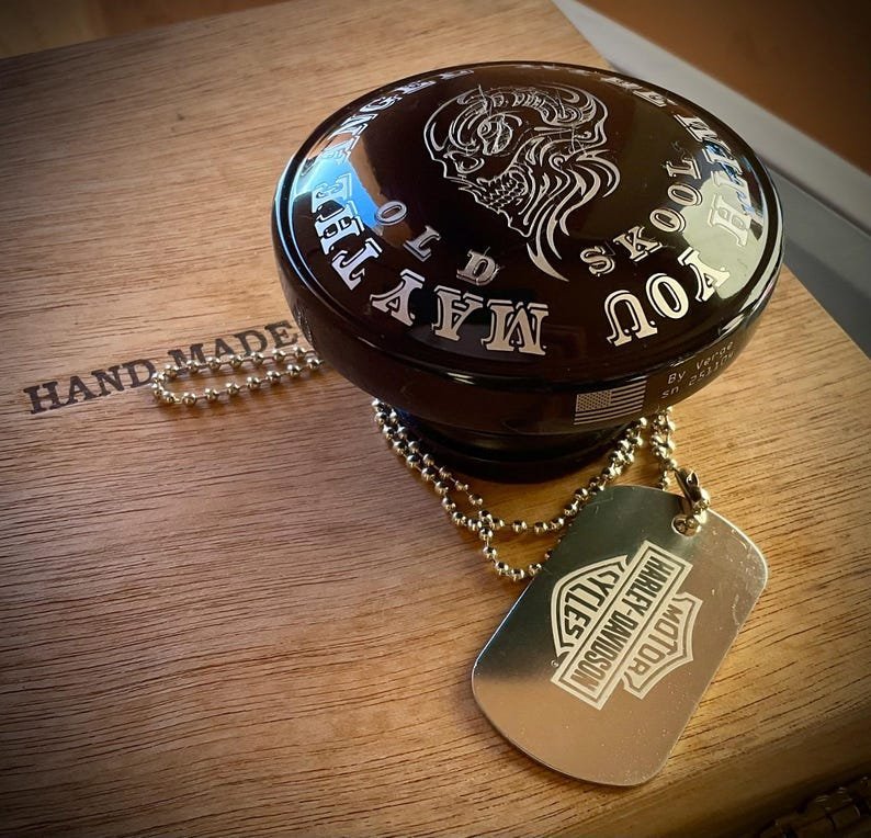 Harley Gas Cap custom engraved motorcycle accessory with product video reference by The Steel Canvas SKU HD-Gas-01