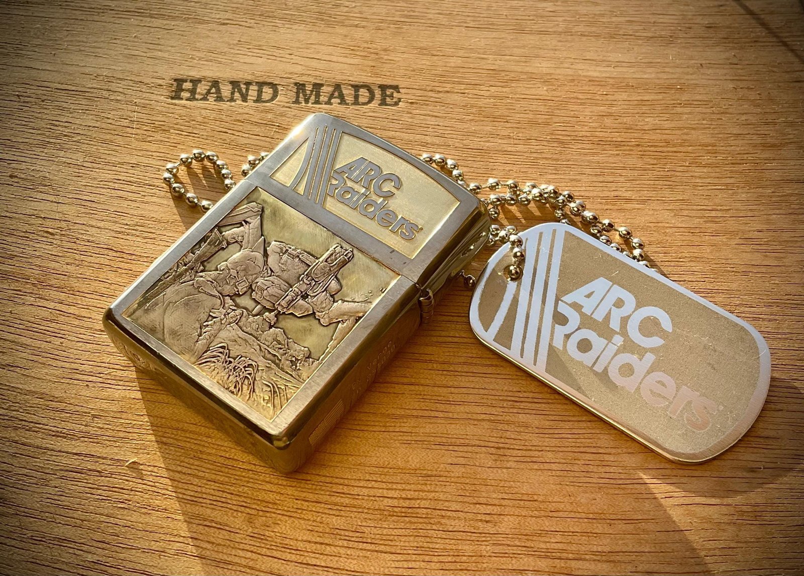 One-of-a-Kind ARC Raiders Zippo – Deep Engraved Brass Armor Case – Signed & Serialized Collector Piece custom engraved custom lighter shown in product photos by The Steel Canvas SKU ZIP-ARK-01