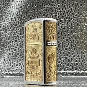 One of a Kind Hand Engraved Zippo Lighter – Signed by Engraver – Harley Inspired – “May the Angel Ride With You” – Deep Relief Brass custom engraved custom lighter shown in product photos by The Steel Canvas SKU ZIP-HD-01