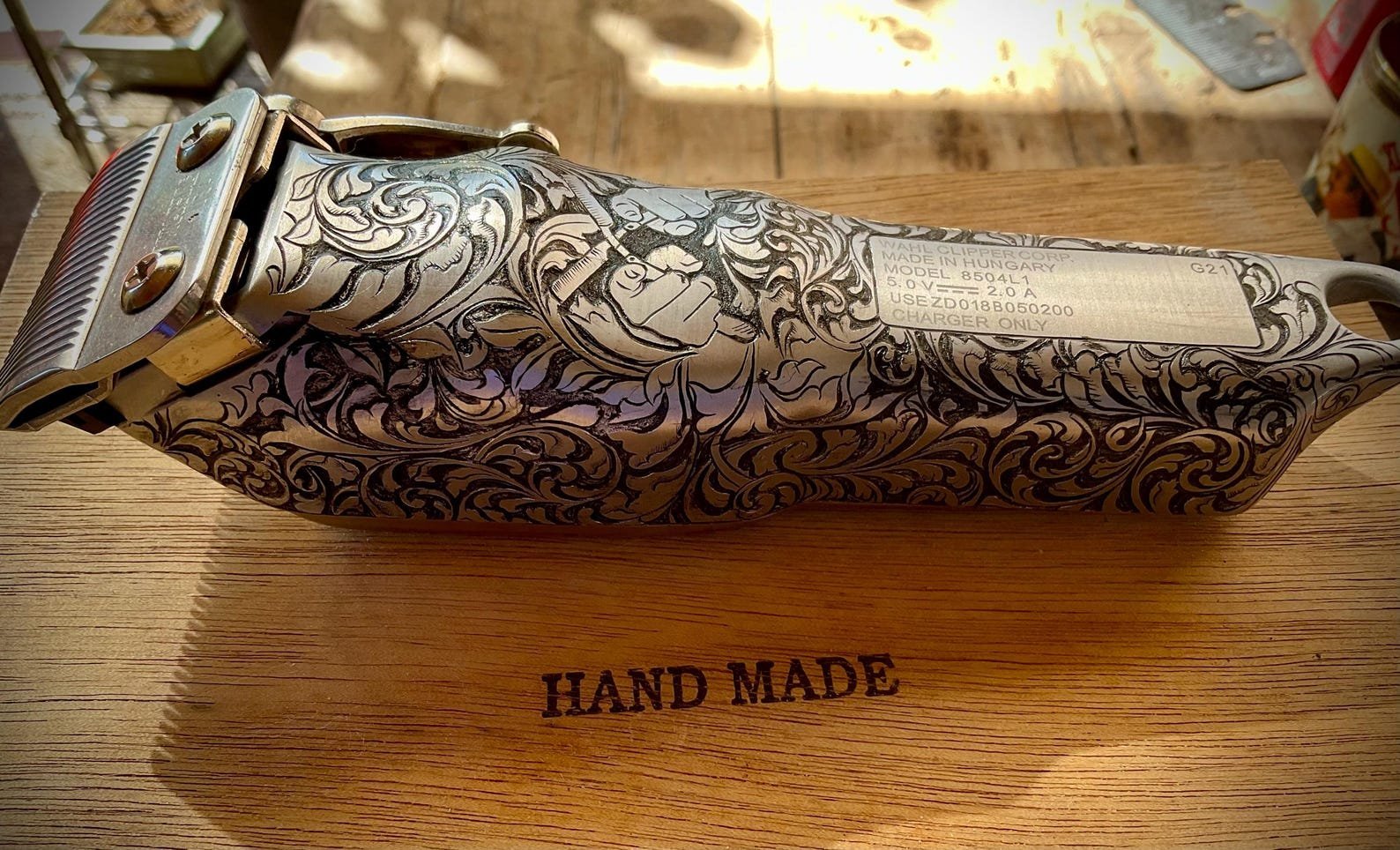 Rear Find. One-of-a-Kind Hand engraved WAHLClipper – 100 Year Anniversary Edition custom engraved memorial piece by The Steel Canvas SKU MEM-04