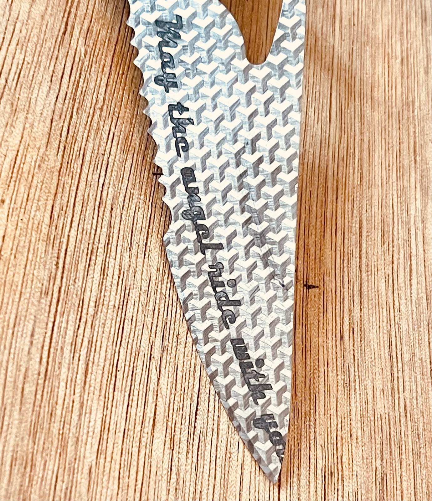 REAR FIND Unique hand engraved Harley Davidson Spyderco knife with laser engraved blade custom engraved motorcycle accessory shown in product photos by The Steel Canvas SKU KN-02
