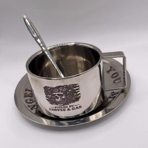 Skull Stainless Steel Coffee Mug Set custom engraved motorcycle accessory by The Steel Canvas SKU MEM-02