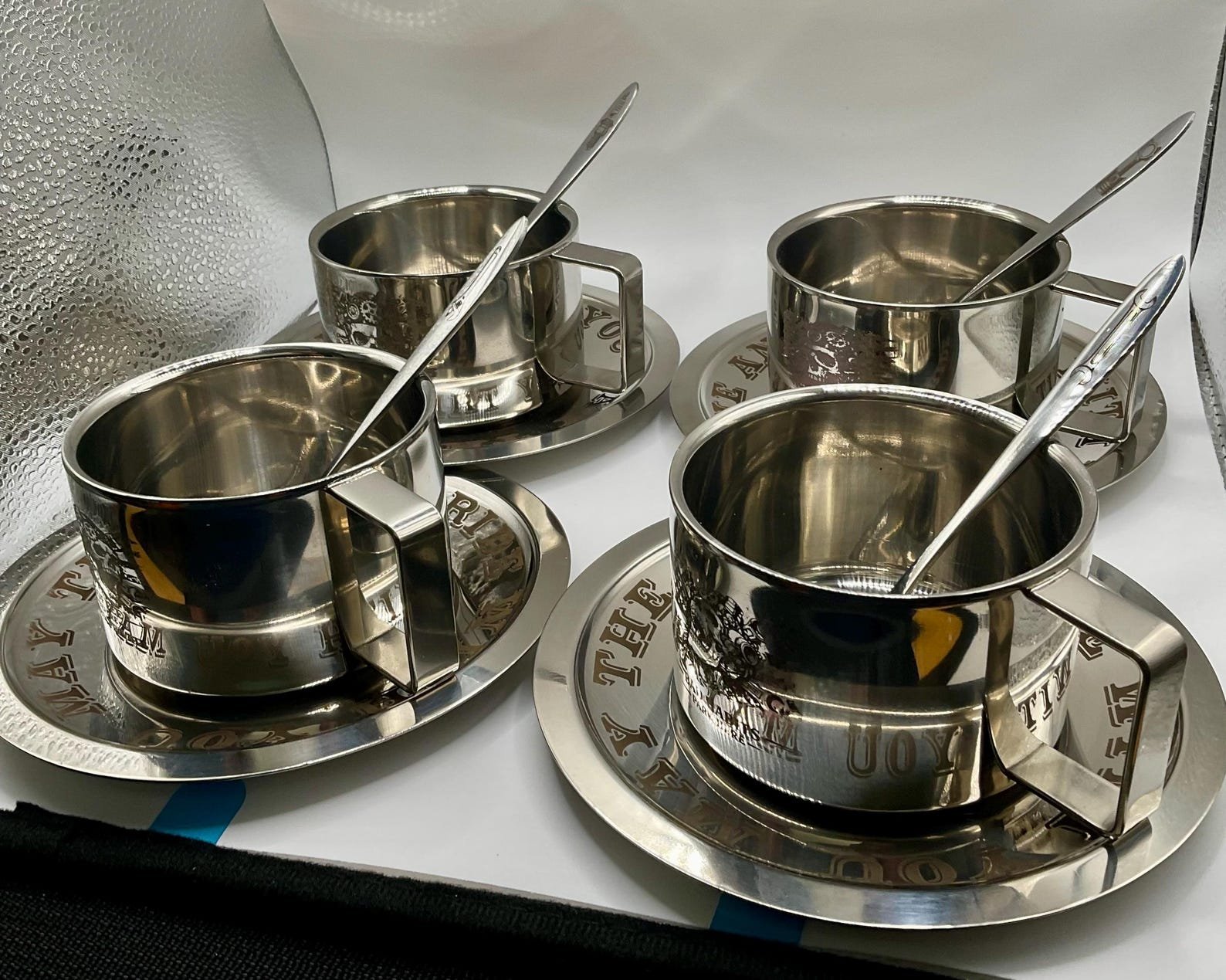 Skull Stainless Steel Coffee Mug Set custom engraved motorcycle accessory by The Steel Canvas SKU MEM-02
