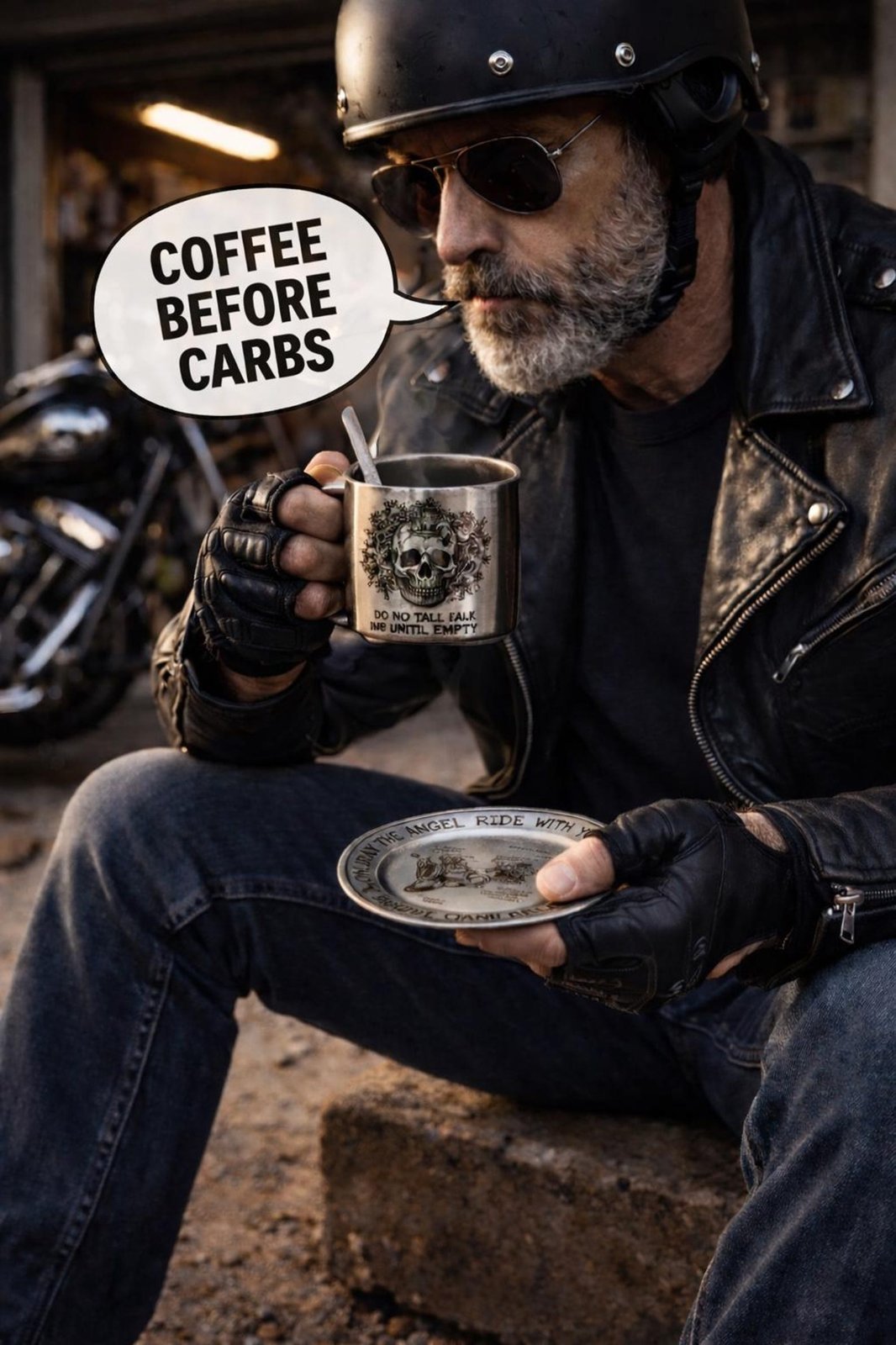 Skull Stainless Steel Coffee Mug Set custom engraved motorcycle accessory by The Steel Canvas SKU MEM-02