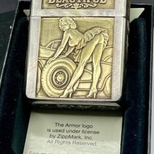 Engraved Zippo Lighter, America the Beautiful O. Verge Art, Limited Edition Numbered Route 66 Pin-Up Collectible custom engraved motorcycle accessory shown in product photos by The Steel Canvas SKU ZIP-AMER-01