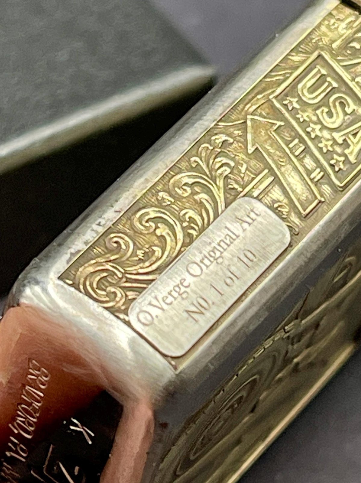 Engraved Zippo Lighter, America the Beautiful O. Verge Art, Limited Edition Numbered Route 66 Pin-Up Collectible custom engraved motorcycle accessory shown in product photos by The Steel Canvas SKU ZIP-AMER-01